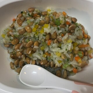 【離乳食完了期】油不使用の納豆チャーハン